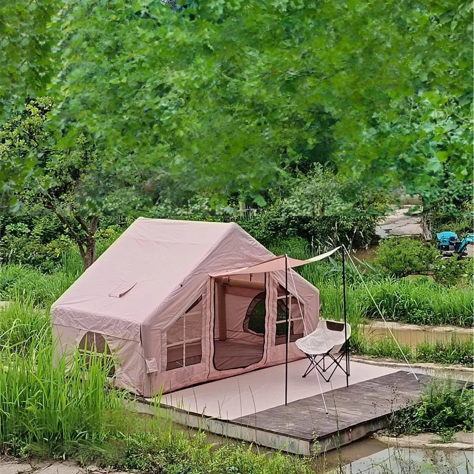 Outdoor inflatable camping tent, portable, no-setup travel tent, reinforced air column, waterproof and sun-protective tent.