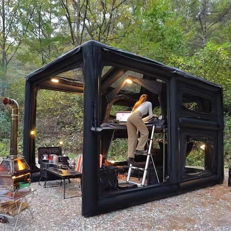 New duplex villa inflatable tent, outdoor portable foldable multi-functional tent, two-story exquisite camping tent.