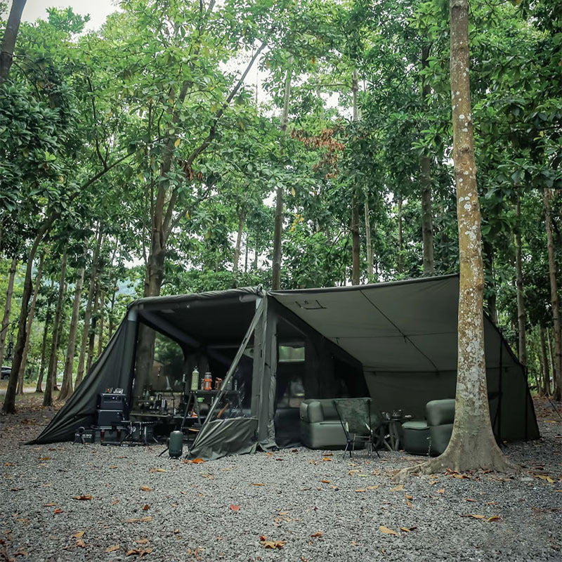 New design High-end camping hot-selling tactical bunker inflatable tent, outdoor panoramic skylight one-bedroom family tent