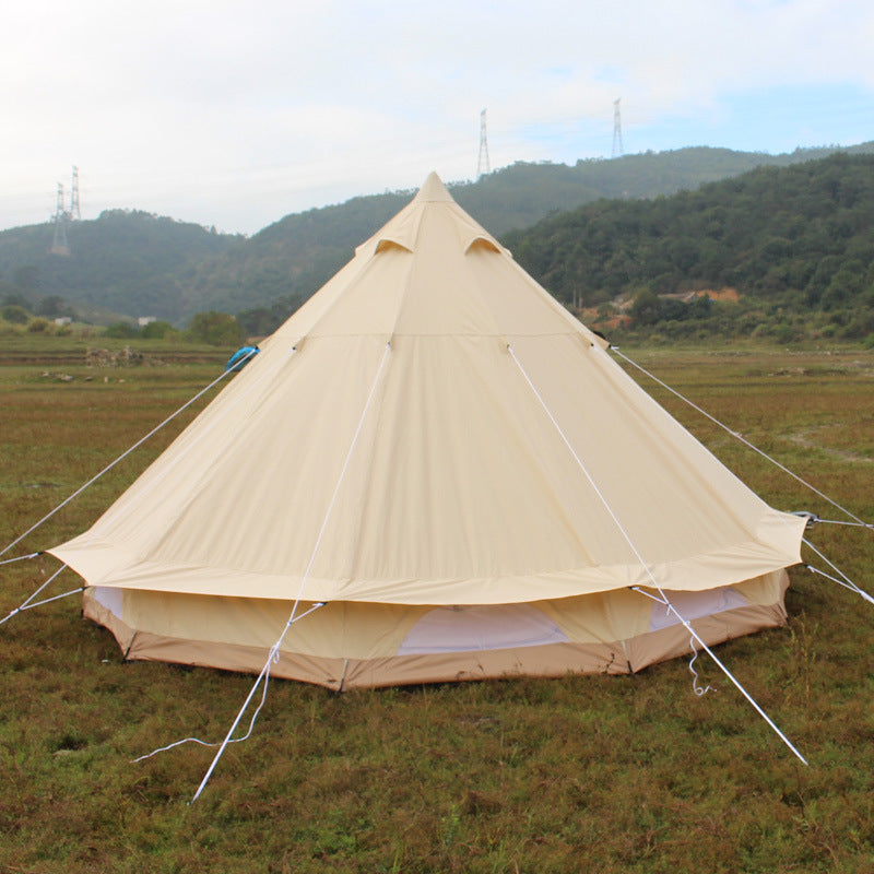 Large Pyramid Yurt Tent | 5-8 Person Family Glamping Shelter | 250cm Center Height Steel Pole | PU10000mm Waterproof & UPF50+ | Cotton-Blend Double Layer