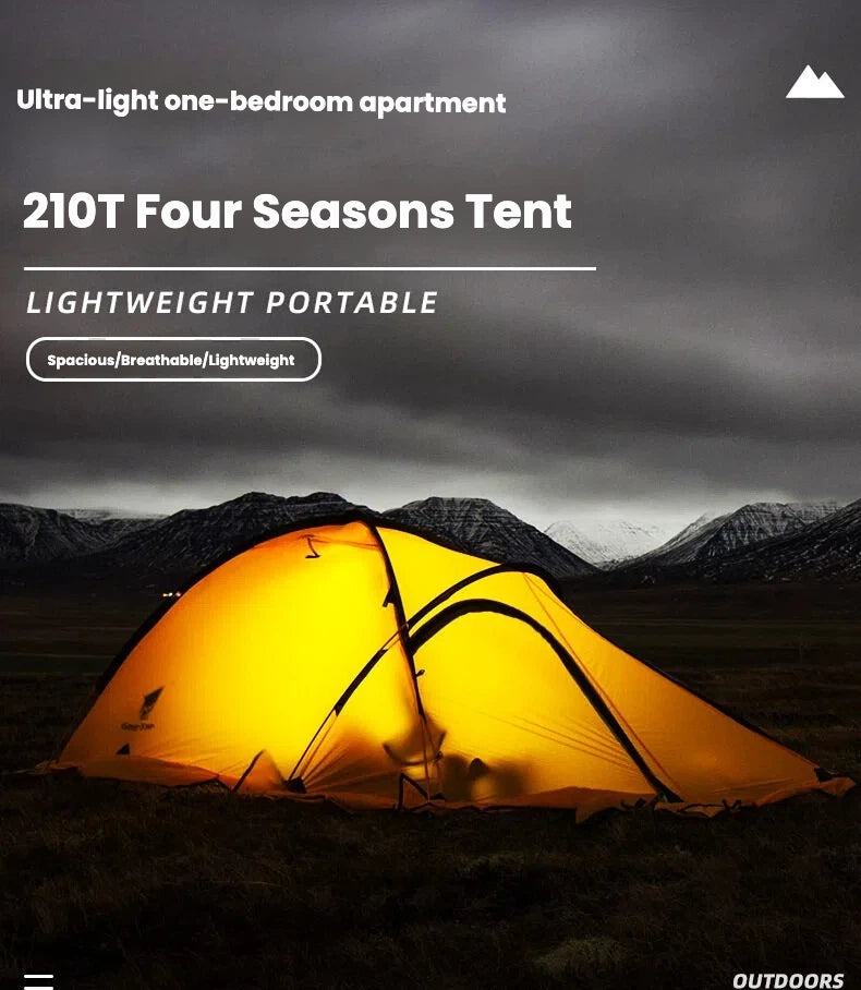Lightweight Double Layer Hiking Tent | 210D Oxford & Nylon Mesh | 5000mm Waterproof Aluminum Pole | 3.5kg 1-2 Person Backpacking Tent