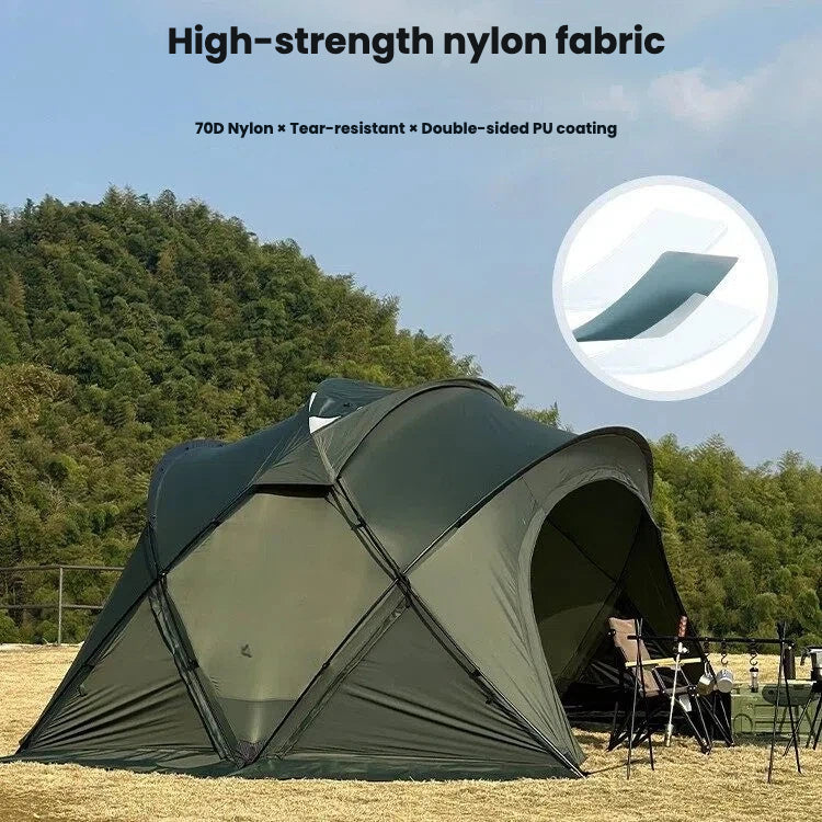 5-6 Person Geodesic Dome Camping Tent | All-Aluminum Poles & Snow Skirt | 3000mm Waterproof 210D Oxford Fabric | Double Layer for Family Outdoor Adventures