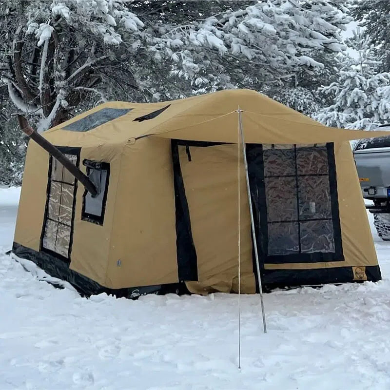 2026 Customized Ridge Inflatable Tent with Chimney, Outdoor Multi-Person No-Setup Rainproof Camping Tent, Foldable Family Camping Tent