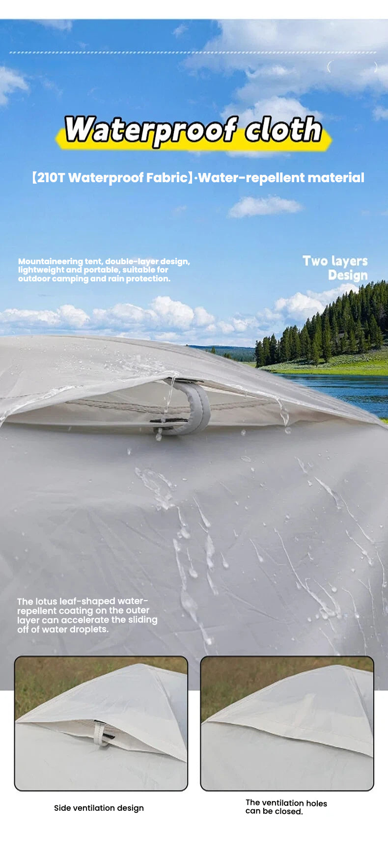 Lightweight Aluminum 4-Season Hiking Tent | Professional Weather-Resistant Camping Tent | 210D Reinforced Oxford Fabric | 5000mm Waterproof | 3.2kg Pack Weight