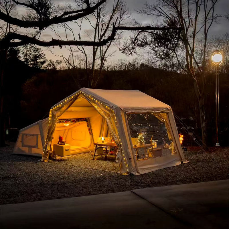 5-8 Person 1-Room 1-Living Room Inflatable Tent | Quick Auto-Setup Family Camping Tent | PU10000mm Waterproof & UPF50+ Sun Protection | Poly-Cotton Double Layer