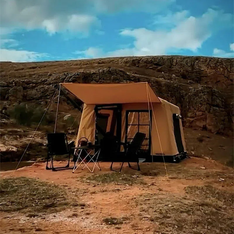 2026 Customized Ridge Inflatable Tent with Chimney, Outdoor Multi-Person No-Setup Rainproof Camping Tent, Foldable Family Camping Tent