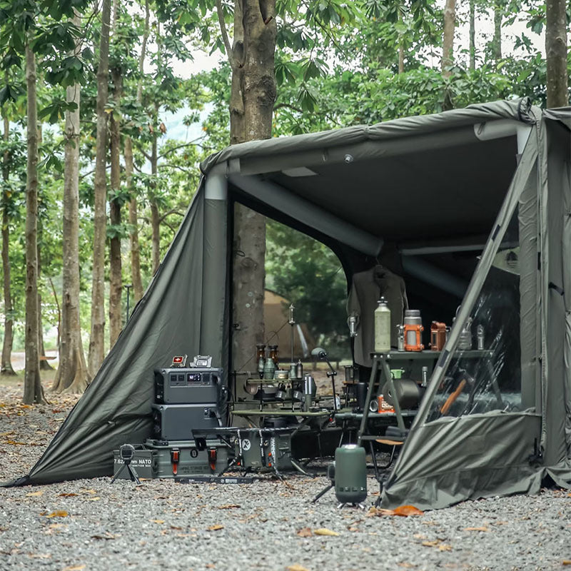 New design High-end camping hot-selling tactical bunker inflatable tent, outdoor panoramic skylight one-bedroom family tent