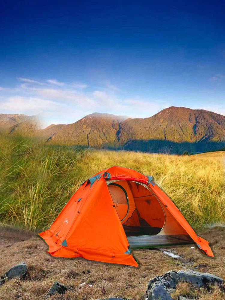 2-3 person all-season tent, aluminum alloy poles, suitable for heavy rain and snow.