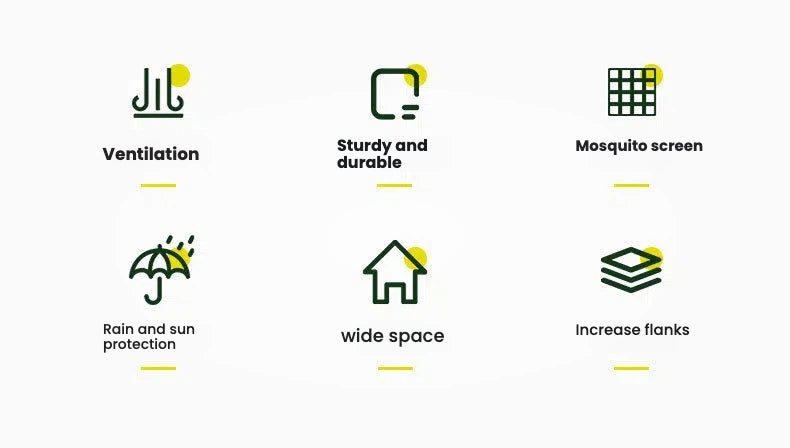 Ridge Tent 4-Season Camping Tent | 2-Room 1-Living Room Outdoor Tent | Large Door & Wing Awning | Multi-Person Black Coating Anti-Rain & UV Protection | Iron Pole | 5000mm Waterproof