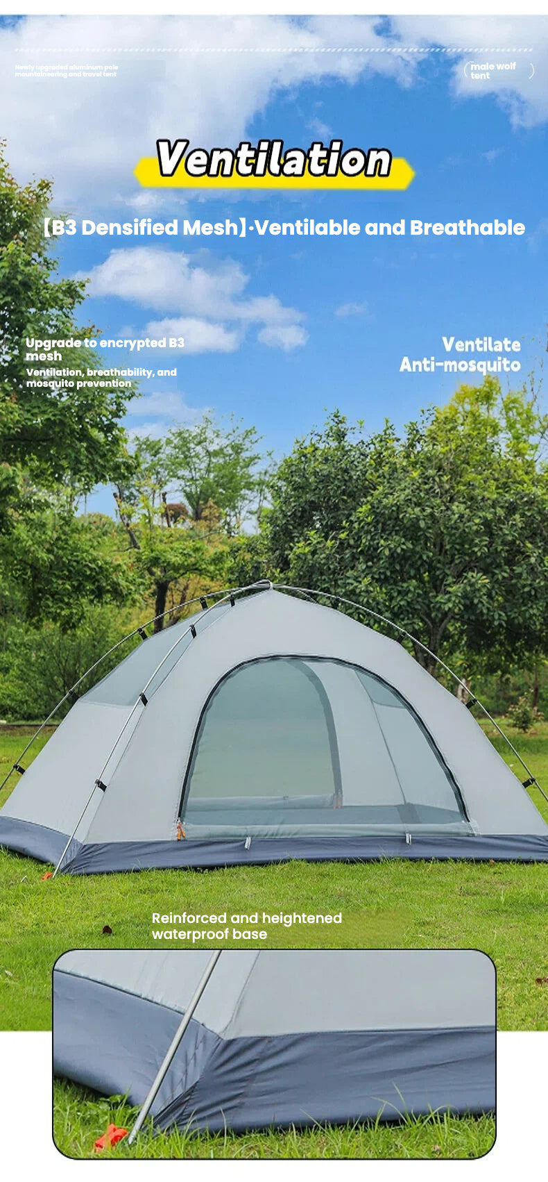 Lightweight Aluminum 4-Season Hiking Tent | Professional Weather-Resistant Camping Tent | 210D Reinforced Oxford Fabric | 5000mm Waterproof | 3.2kg Pack Weight