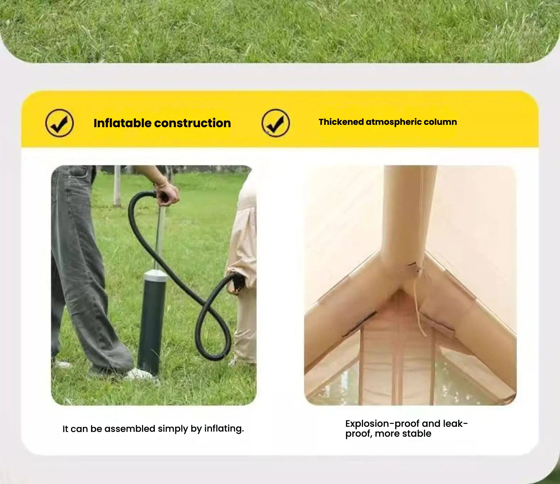 Outdoor inflatable camping tent, portable, no-setup travel tent, reinforced air column, waterproof and sun-protective tent.