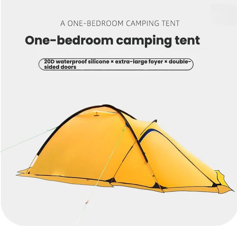 Lightweight Double Layer Hiking Tent | 210D Oxford & Nylon Mesh | 5000mm Waterproof Aluminum Pole | 3.5kg 1-2 Person Backpacking Tent