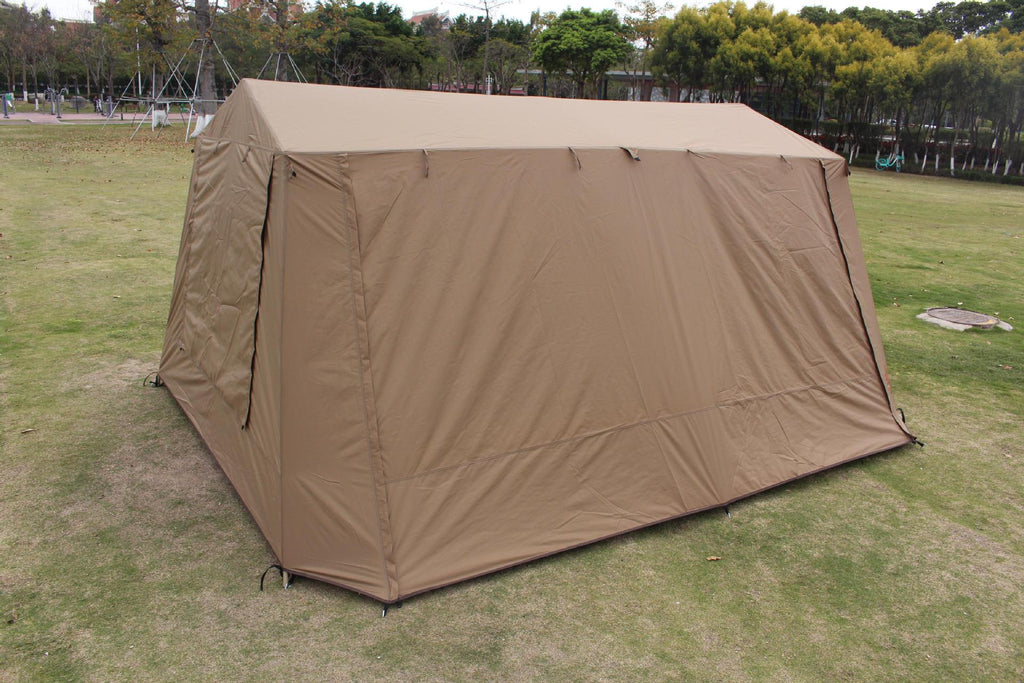 Ridge Tent 4-Season Camping Tent | 2-Room 1-Living Room Outdoor Tent | Large Door & Wing Awning | Multi-Person Black Coating Anti-Rain & UV Protection | Iron Pole | 5000mm Waterproof