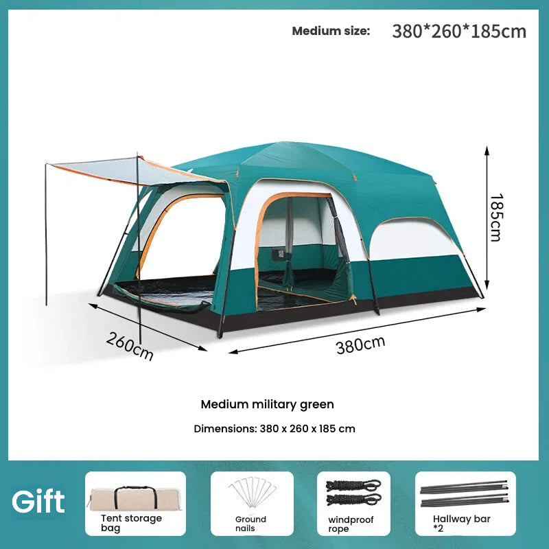 2-Room Family Camping Tent for 5-8 People - 2m Stand-Up Height & Detachable Desig MOQ 5pcs