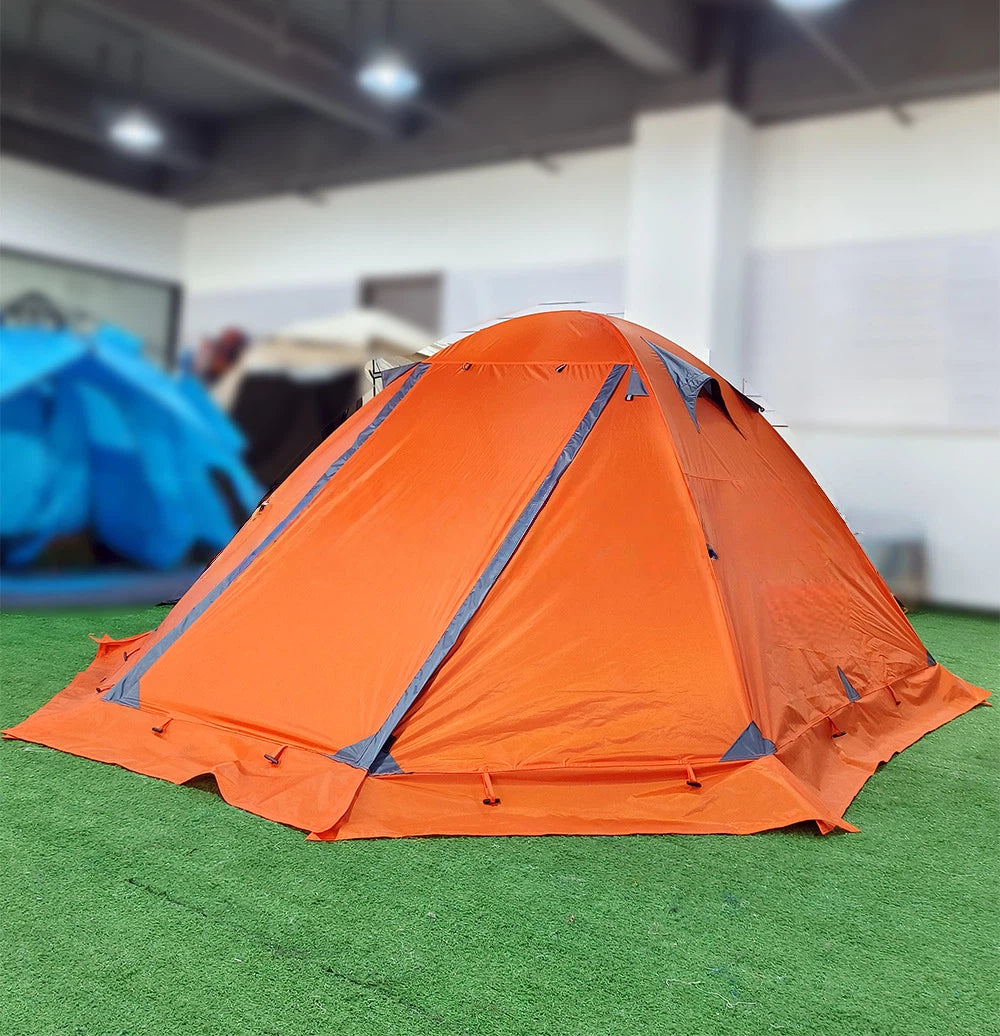 2-3 person all-season tent, aluminum alloy poles, suitable for heavy rain and snow.