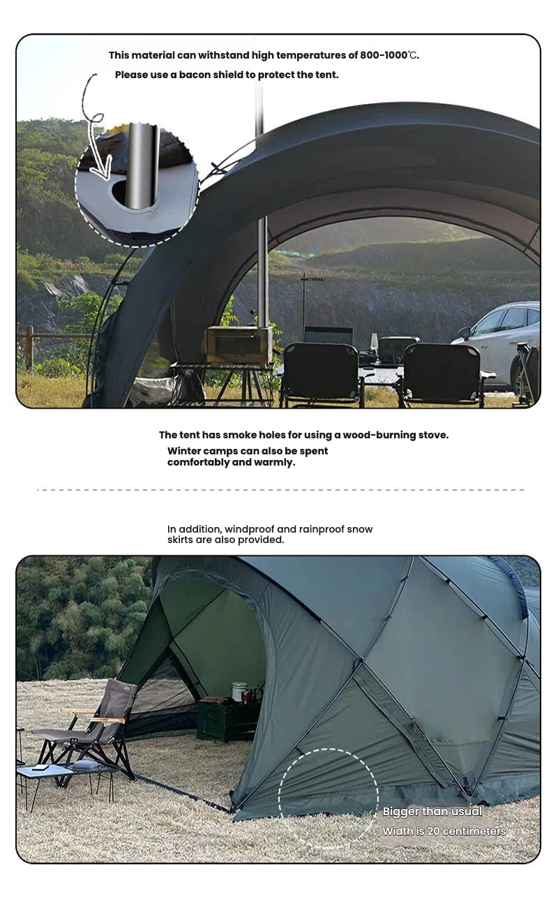5-6 Person Geodesic Dome Camping Tent | All-Aluminum Poles & Snow Skirt | 3000mm Waterproof 210D Oxford Fabric | Double Layer for Family Outdoor Adventures