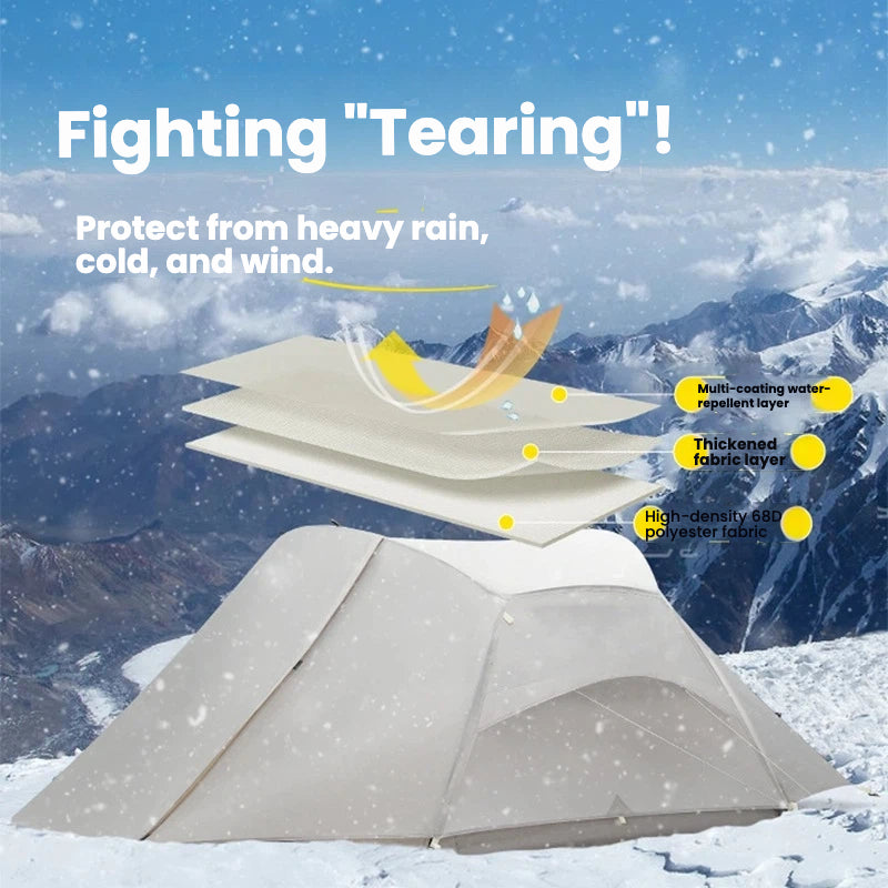 Wholesale outdoor camping professional mountaineering tent, portable, winter waterproof, double-person hiking and camping equipment set.