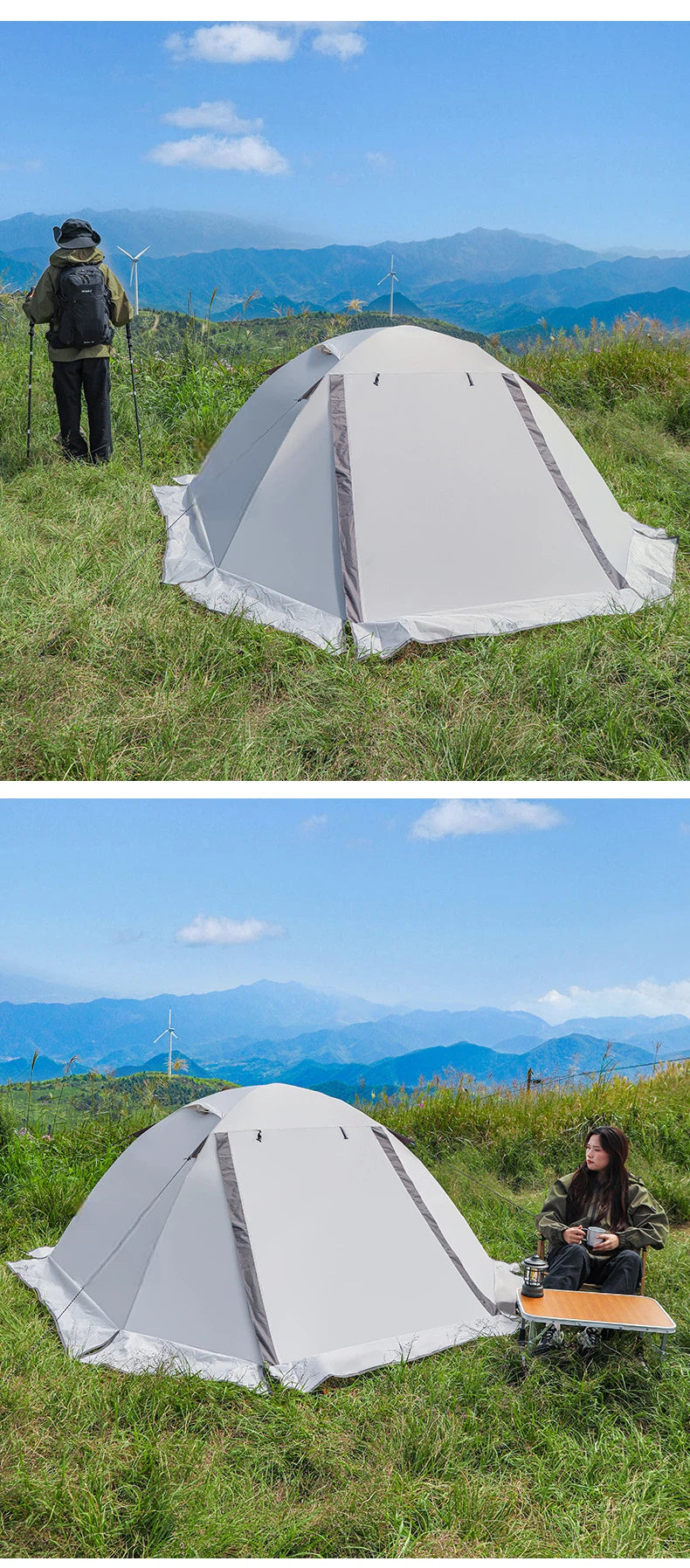 Lightweight Aluminum 4-Season Hiking Tent | Professional Weather-Resistant Camping Tent | 210D Reinforced Oxford Fabric | 5000mm Waterproof | 3.2kg Pack Weight