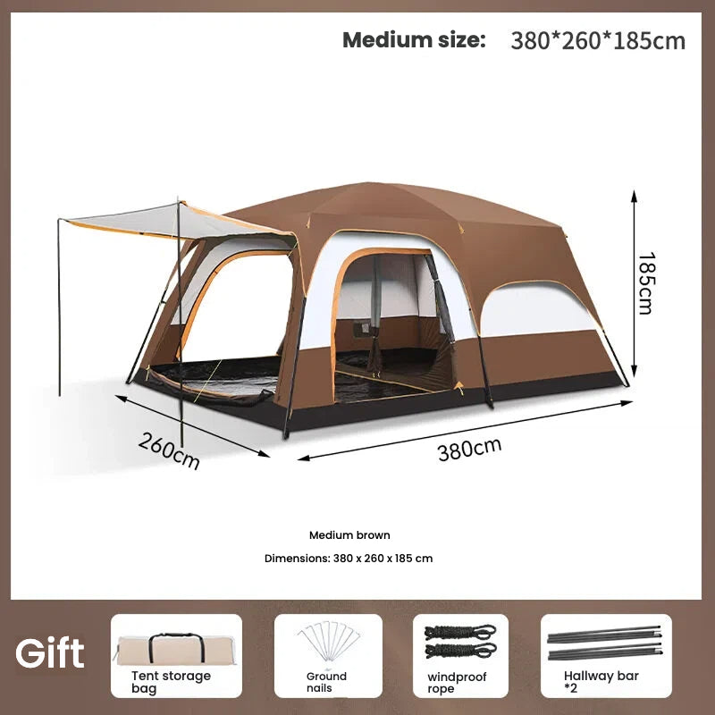2-Room Family Camping Tent for 5-8 People - 2m Stand-Up Height & Detachable Desig MOQ 5pcs