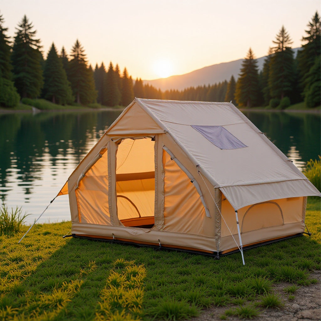 Outdoor inflatable camping tent, portable, no-setup travel tent, reinforced air column, waterproof and sun-protective tent.