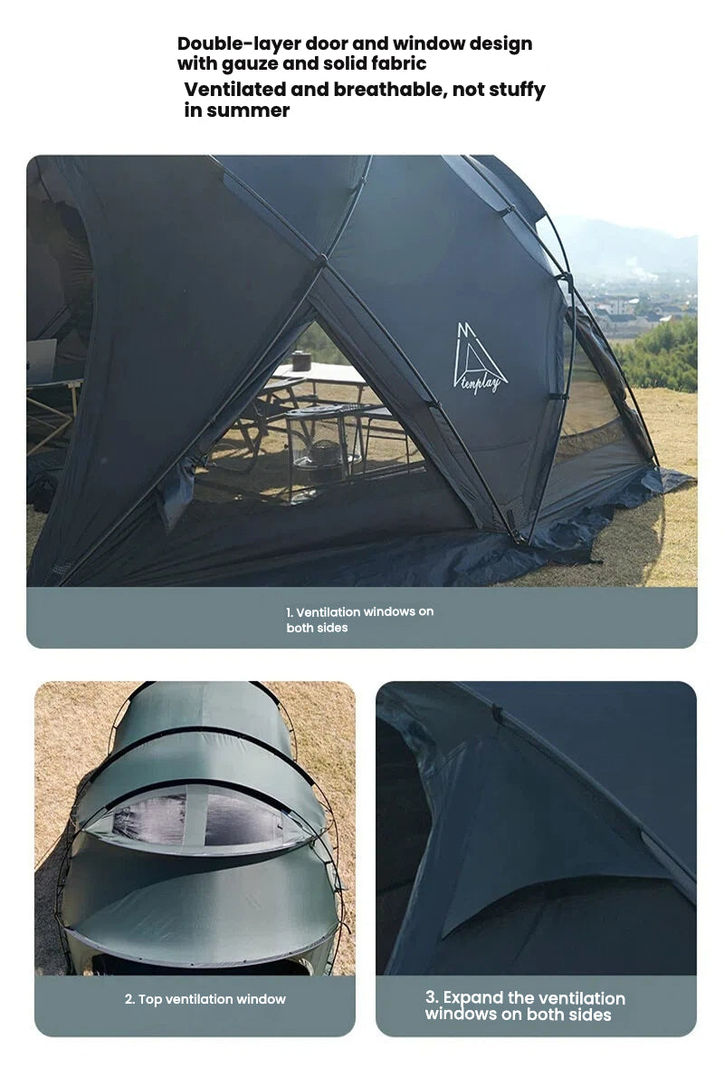 5-6 Person Geodesic Dome Camping Tent | All-Aluminum Poles & Snow Skirt | 3000mm Waterproof 210D Oxford Fabric | Double Layer for Family Outdoor Adventures