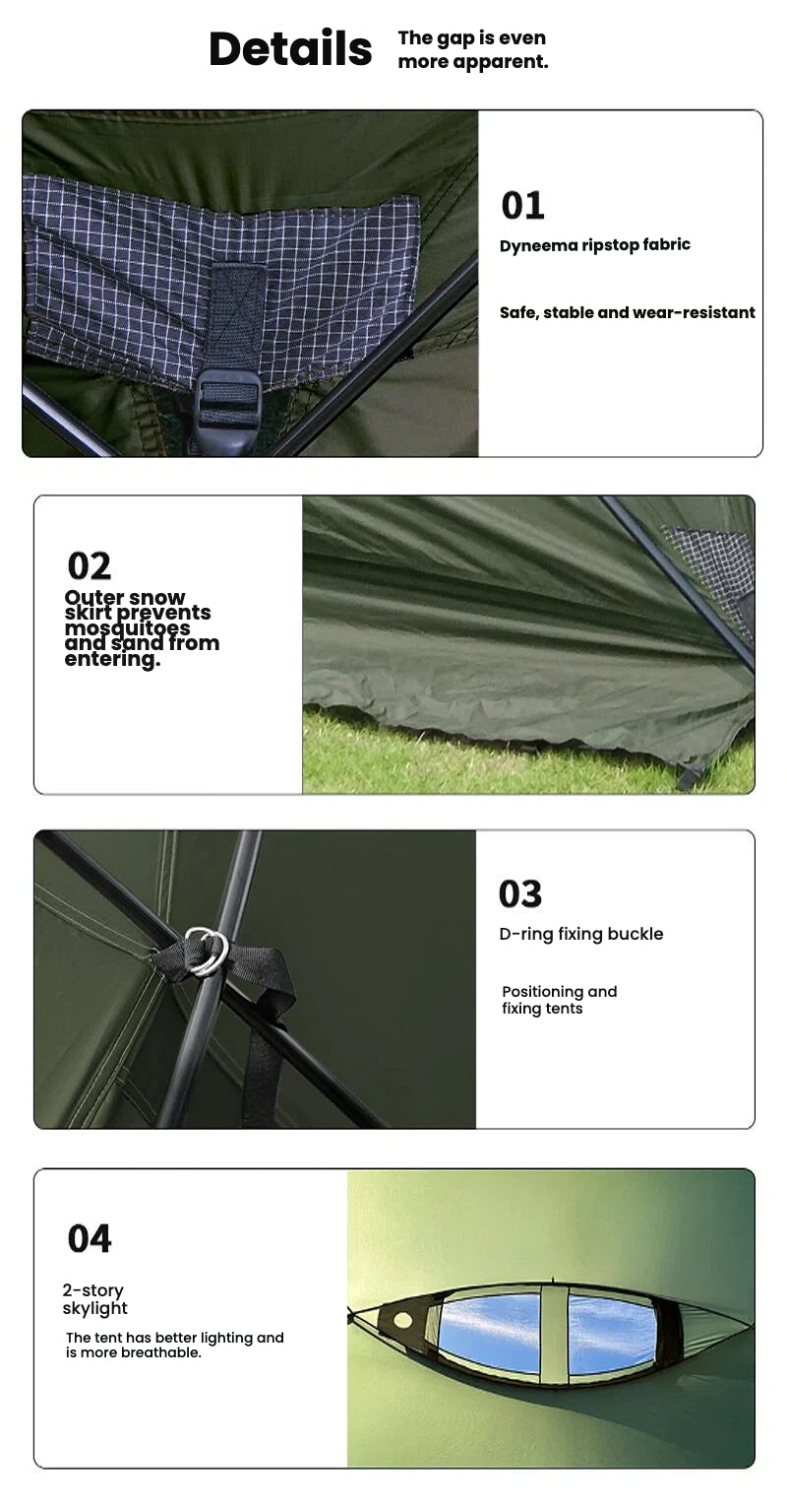 5-6 Person Geodesic Dome Camping Tent | All-Aluminum Poles & Snow Skirt | 3000mm Waterproof 210D Oxford Fabric | Double Layer for Family Outdoor Adventures