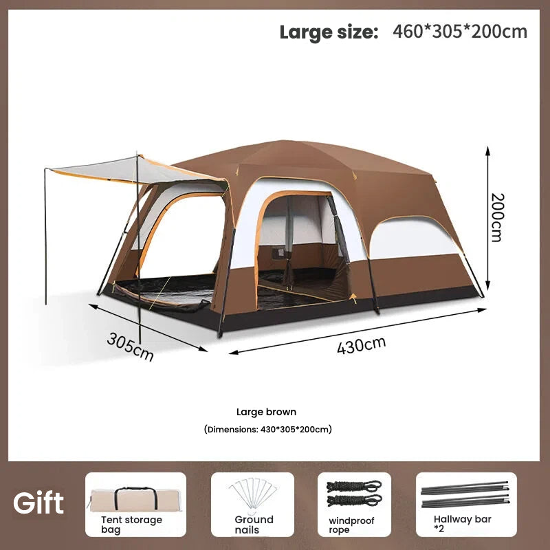 2-Room Family Camping Tent for 5-8 People - 2m Stand-Up Height & Detachable Desig MOQ 5pcs
