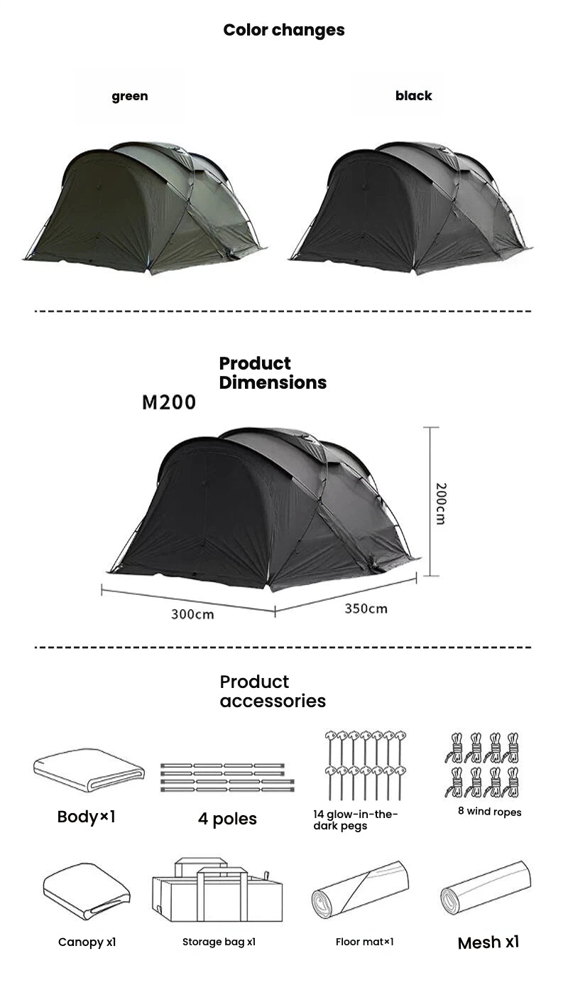5-6 Person Geodesic Dome Camping Tent | All-Aluminum Poles & Snow Skirt | 3000mm Waterproof 210D Oxford Fabric | Double Layer for Family Outdoor Adventures