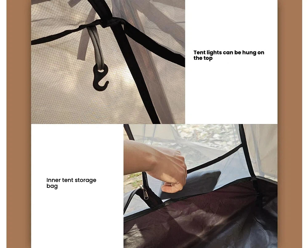 Winter camping tent, snow camping tent, cold-proof outdoor folding portable rainproof flame-retardant large space tunnel tent with rear chamber