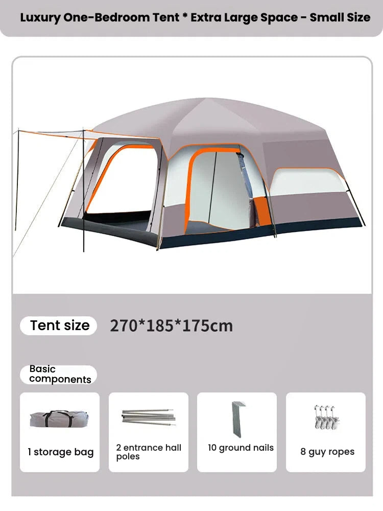 2-Room Family Camping Tent for 5-8 People - 2m Stand-Up Height & Detachable Desig MOQ 5pcs