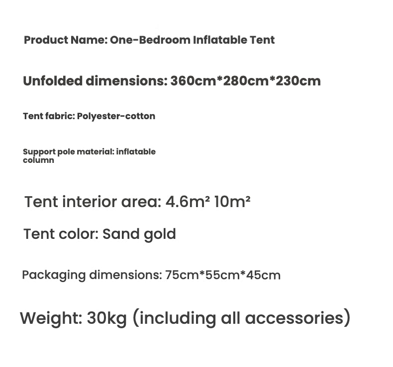 5-8 Person 1-Room 1-Living Room Inflatable Tent | Quick Auto-Setup Family Camping Tent | PU10000mm Waterproof & UPF50+ Sun Protection | Poly-Cotton Double Layer