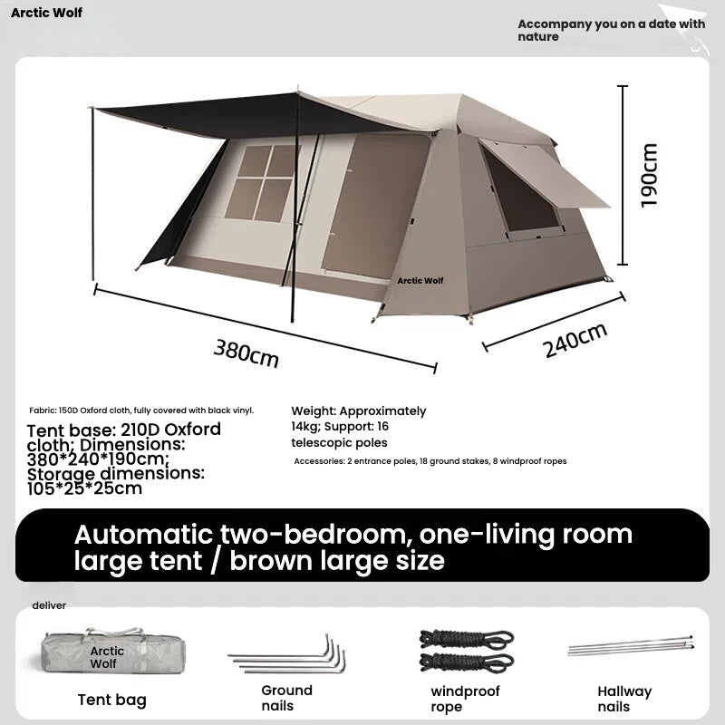 Portable home Instant Outdoor Villa: Spacious 2-Room Tent for 5-8 People