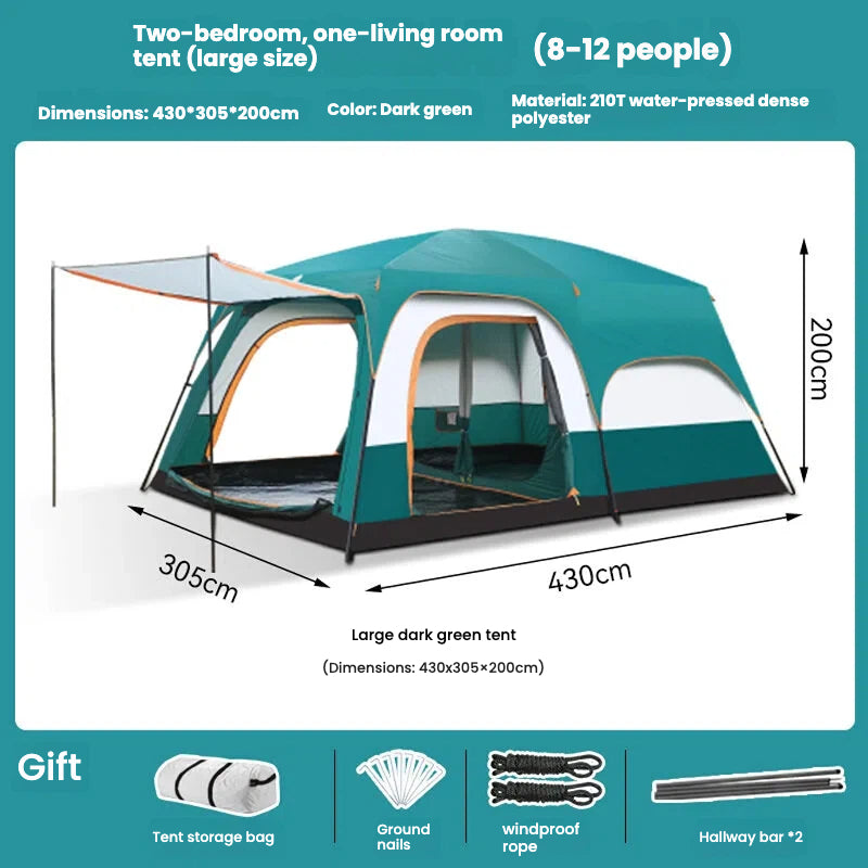Family Camping Spacious Two-Bedroom Oxford Tent 8-12 person Large Tent